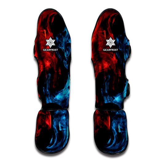 Red And Blue Twin Flame Print Muay Thai Shin Guard