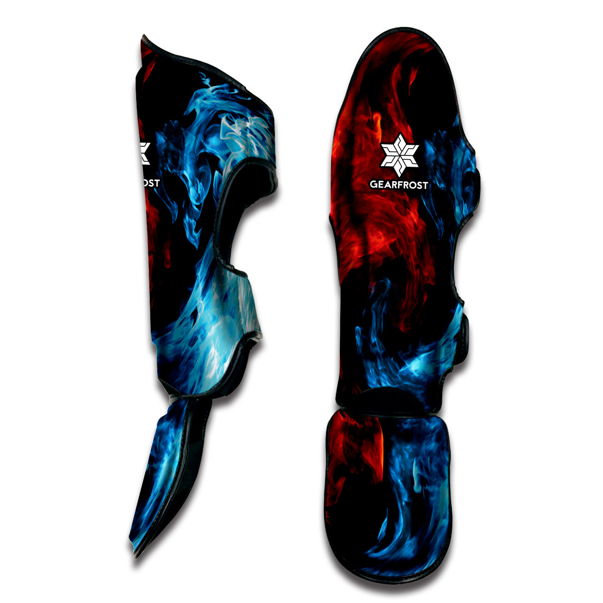 Red And Blue Twin Flame Print Muay Thai Shin Guard