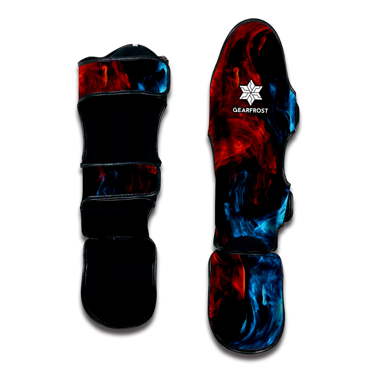 Red And Blue Twin Flame Print Muay Thai Shin Guard