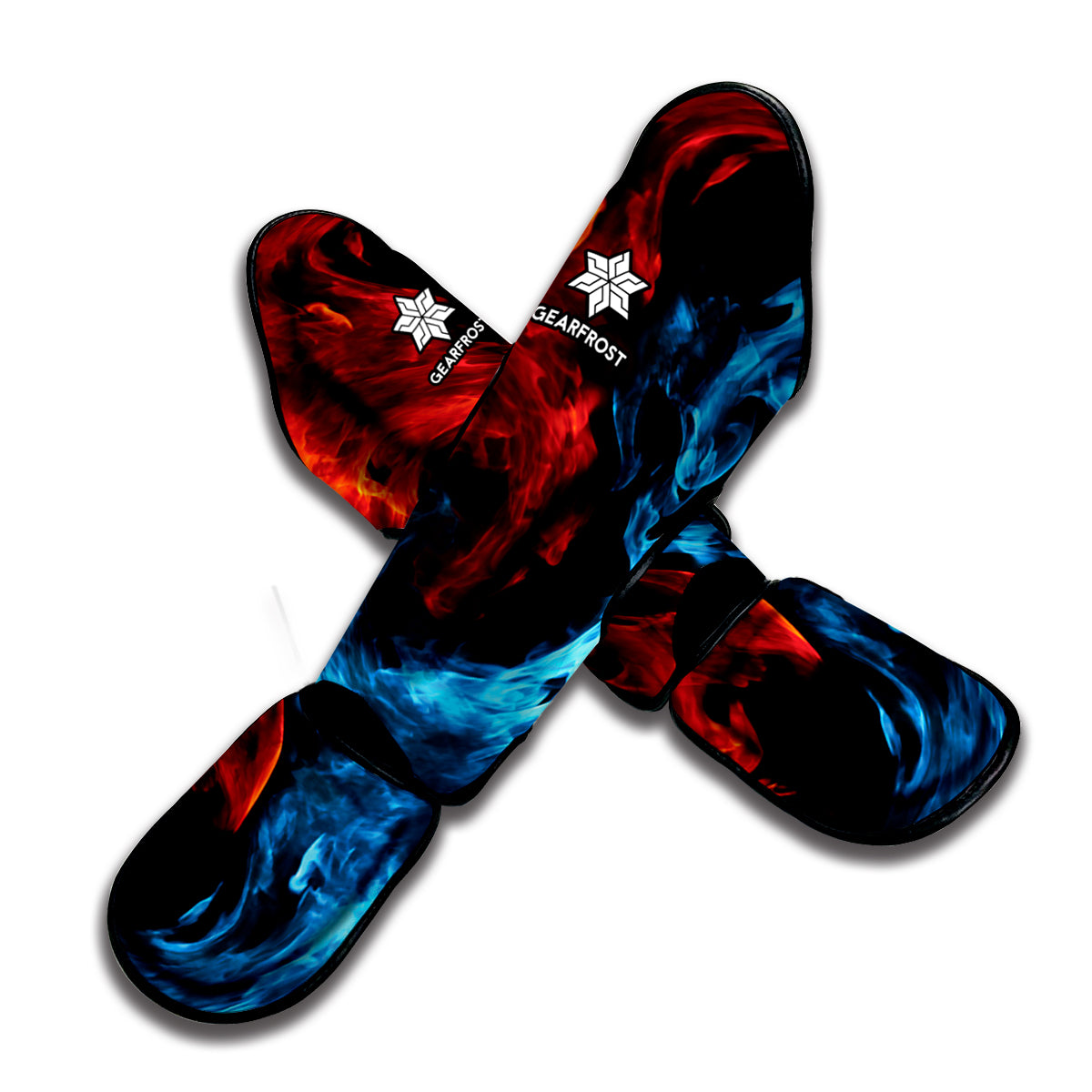 Red And Blue Twin Flame Print Muay Thai Shin Guard