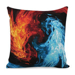 Red And Blue Twin Flame Print Pillow Cover