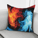 Red And Blue Twin Flame Print Pillow Cover