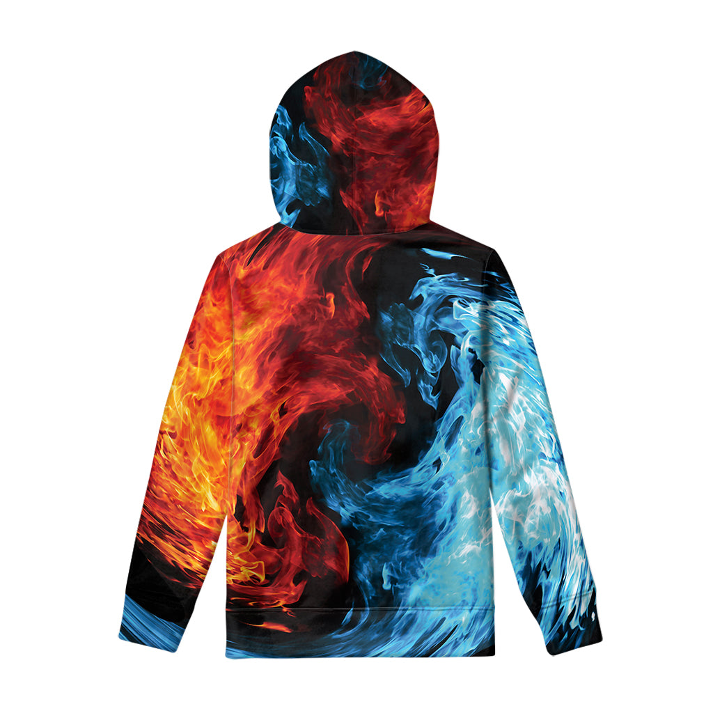 Red And Blue Twin Flame Print Pullover Hoodie