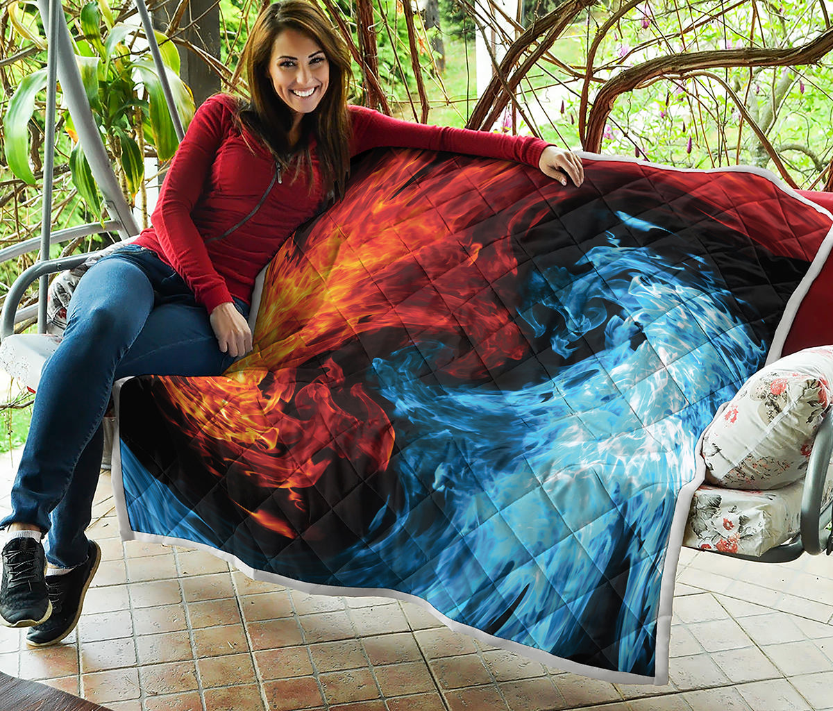 Red And Blue Twin Flame Print Quilt
