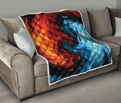 Red And Blue Twin Flame Print Quilt