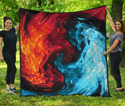 Red And Blue Twin Flame Print Quilt