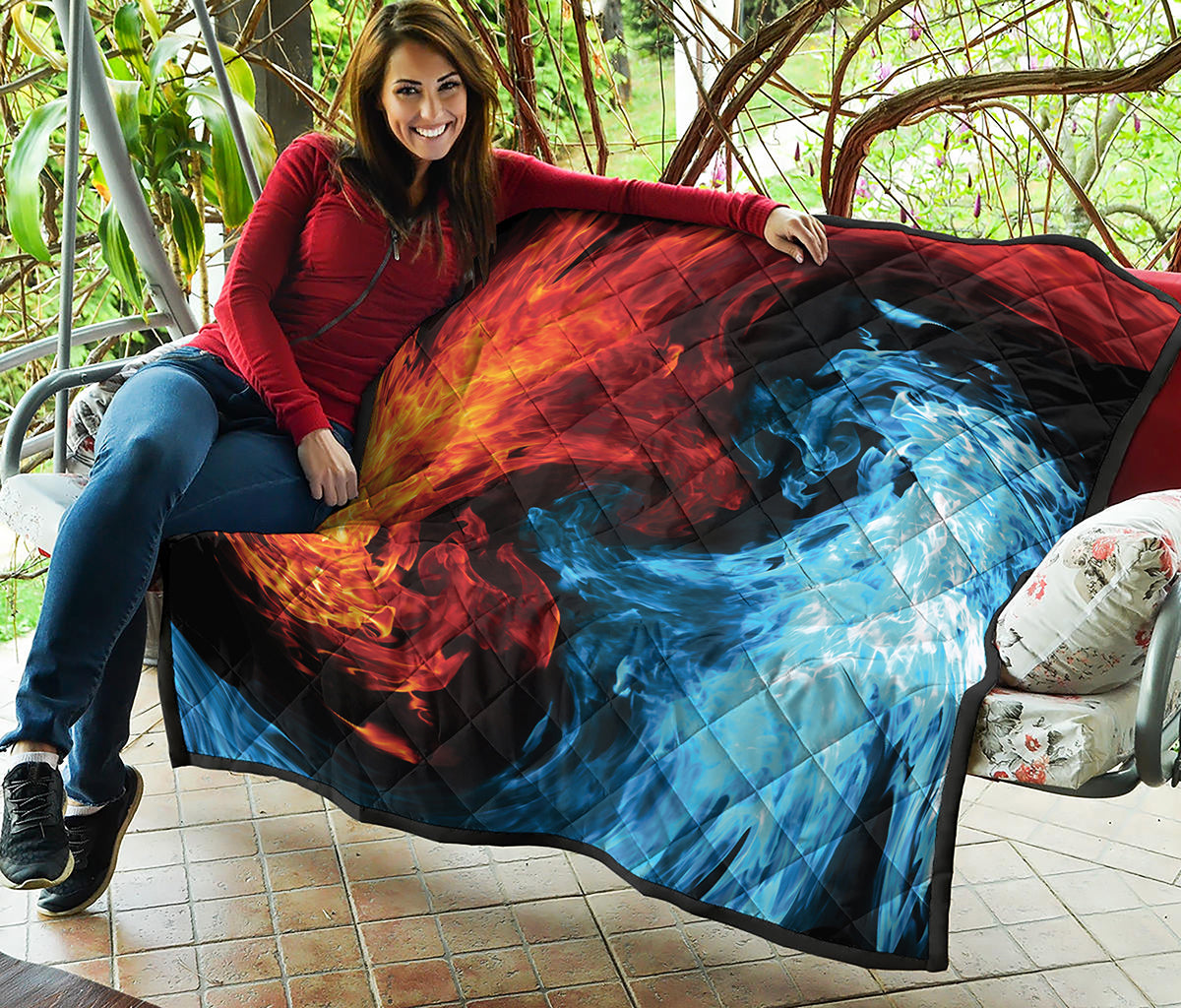 Red And Blue Twin Flame Print Quilt