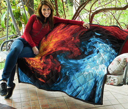 Red And Blue Twin Flame Print Quilt