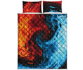 Red And Blue Twin Flame Print Quilt Bed Set