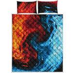 Red And Blue Twin Flame Print Quilt Bed Set