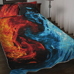 Red And Blue Twin Flame Print Quilt Bed Set
