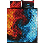 Red And Blue Twin Flame Print Quilt Bed Set