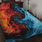 Red And Blue Twin Flame Print Quilt Bed Set