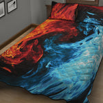 Red And Blue Twin Flame Print Quilt Bed Set