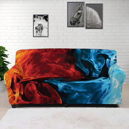Red And Blue Twin Flame Print Sofa Cover