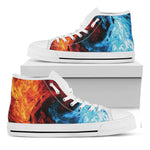 Red And Blue Twin Flame Print White High Top Shoes