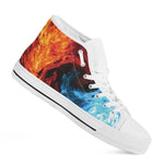 Red And Blue Twin Flame Print White High Top Shoes