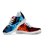 Red And Blue Twin Flame Print White Sneakers