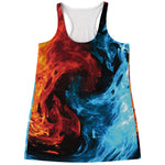 Red And Blue Twin Flame Print Women's Racerback Tank Top