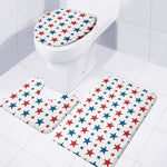 Red And Blue USA Star Pattern Print 3 Piece Bath Mat Set