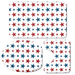 Red And Blue USA Star Pattern Print 3 Piece Bath Mat Set