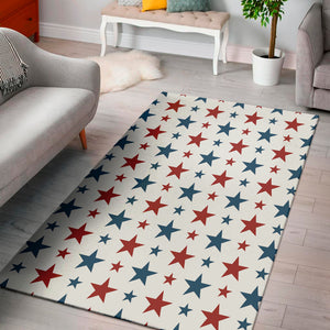 Red And Blue USA Star Pattern Print Area Rug