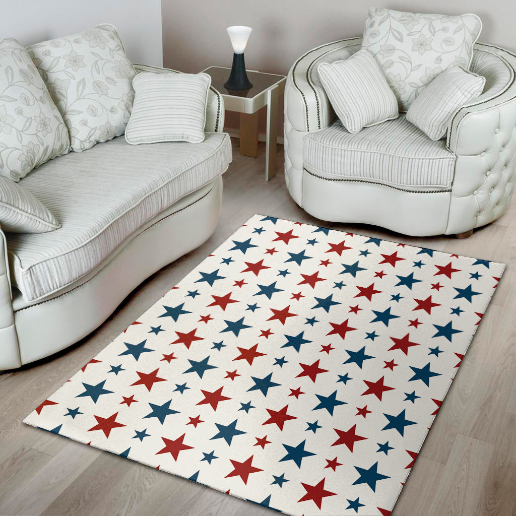 Red And Blue USA Star Pattern Print Area Rug