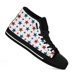 Red And Blue USA Star Pattern Print Black High Top Shoes