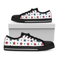 Red And Blue USA Star Pattern Print Black Low Top Sneakers