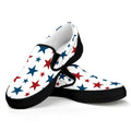 Red And Blue USA Star Pattern Print Black Slip On Sneakers