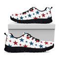 Red And Blue USA Star Pattern Print Black Running Shoes