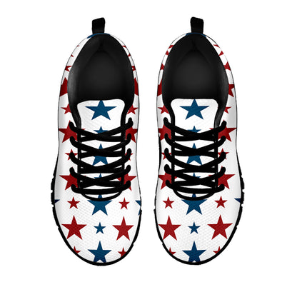 Red And Blue USA Star Pattern Print Black Sneakers
