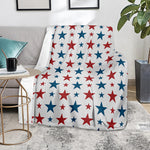 Red And Blue USA Star Pattern Print Blanket
