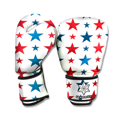 Red And Blue USA Star Pattern Print Boxing Gloves