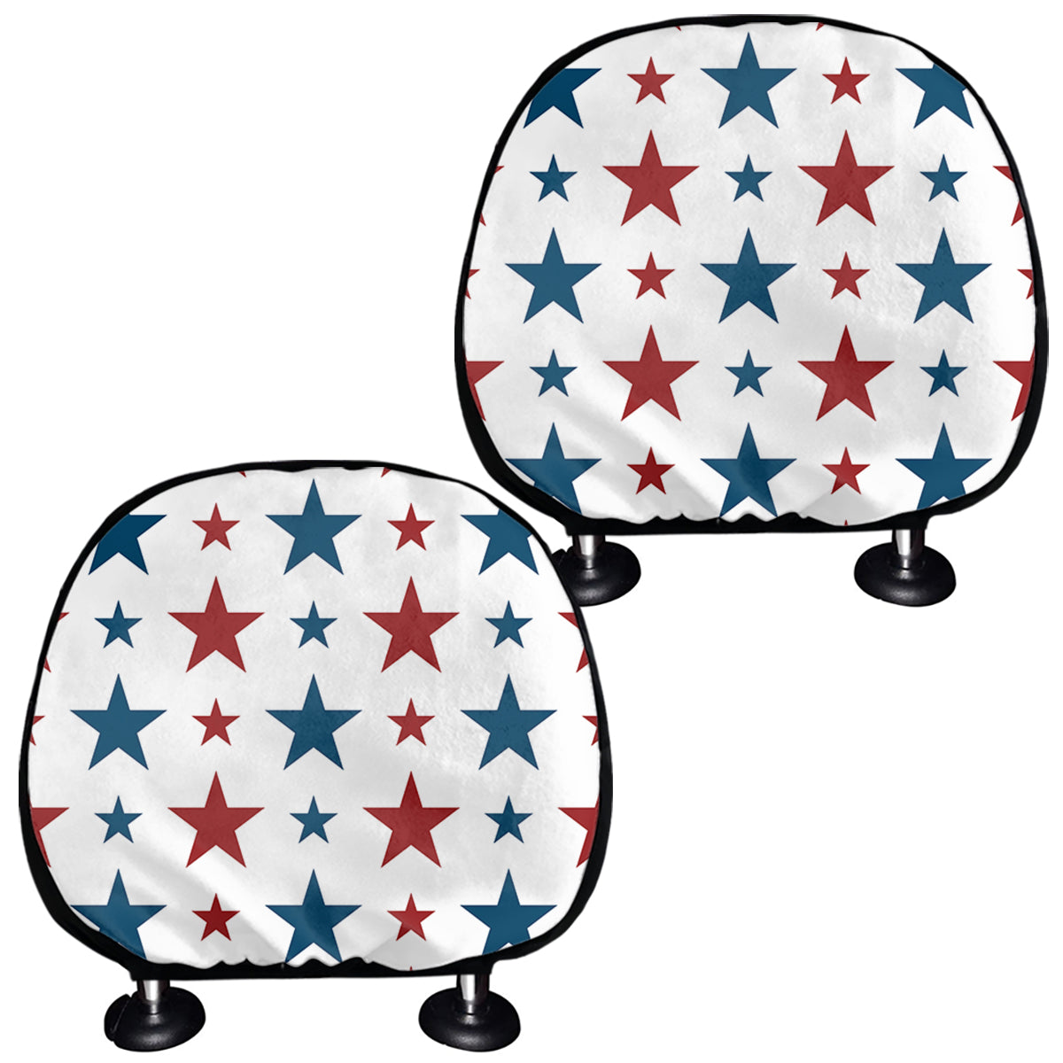 Red And Blue USA Star Pattern Print Car Headrest Covers