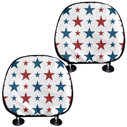 Red And Blue USA Star Pattern Print Car Headrest Covers