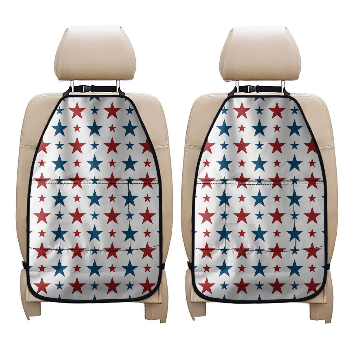 Red And Blue USA Star Pattern Print Car Seat Organizers