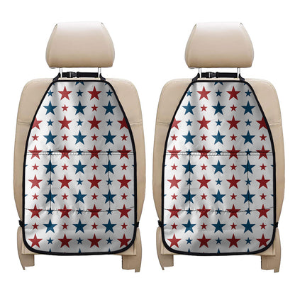 Red And Blue USA Star Pattern Print Car Seat Organizers