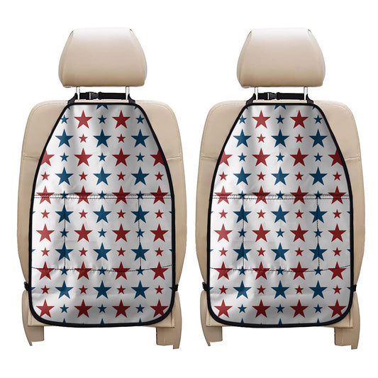 Red And Blue USA Star Pattern Print Car Seat Organizers