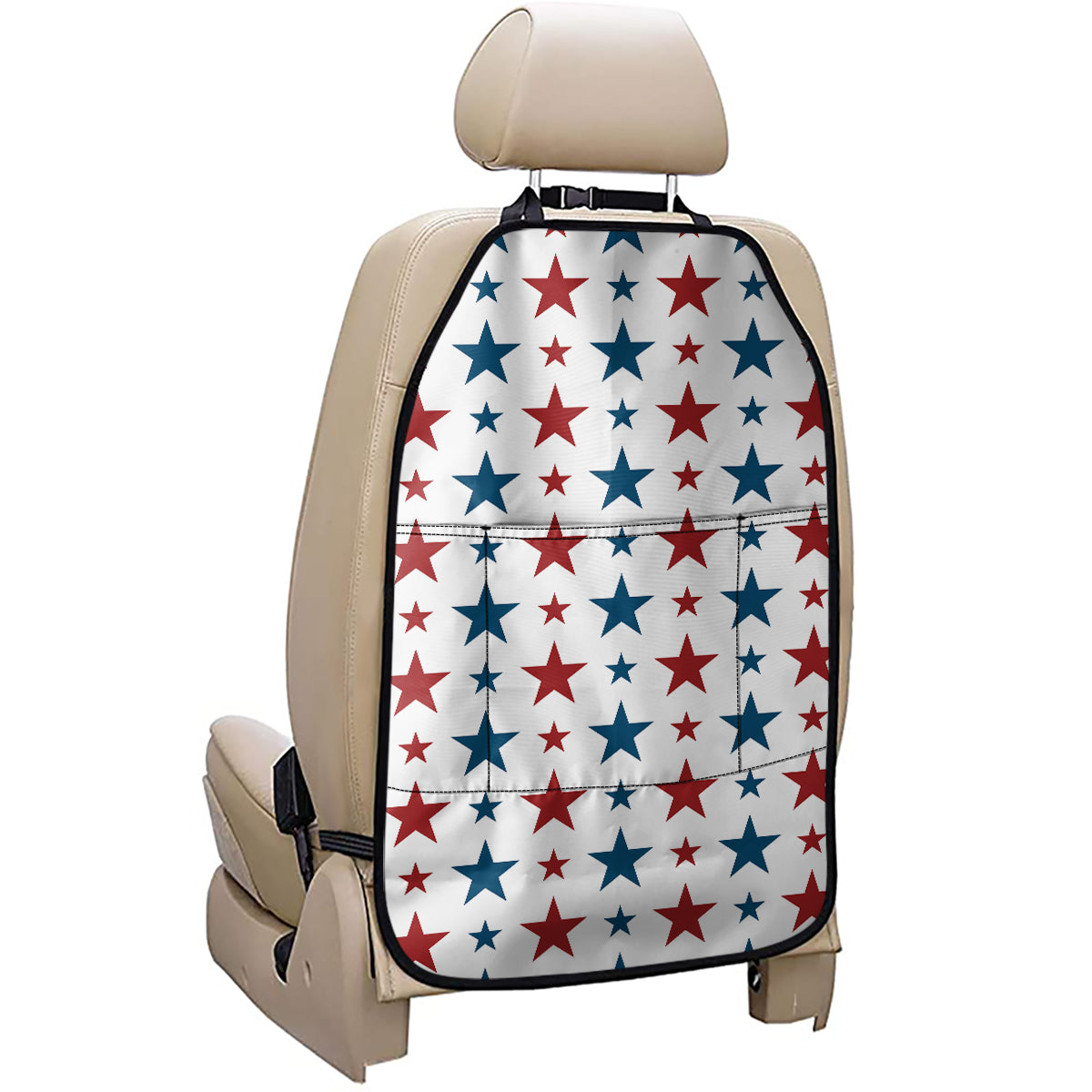 Red And Blue USA Star Pattern Print Car Seat Organizers
