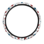 Red And Blue USA Star Pattern Print Car Steering Wheel Cover