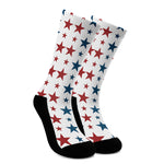 Red And Blue USA Star Pattern Print Crew Socks