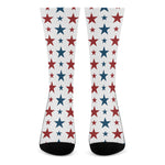 Red And Blue USA Star Pattern Print Crew Socks