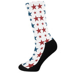 Red And Blue USA Star Pattern Print Crew Socks