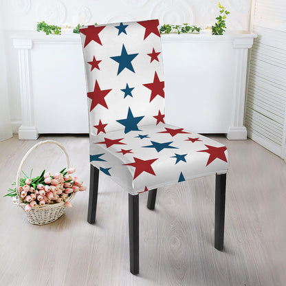 Red And Blue USA Star Pattern Print Dining Chair Slipcover