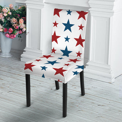 Red And Blue USA Star Pattern Print Dining Chair Slipcover