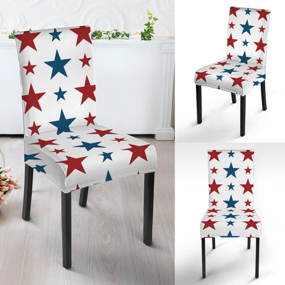 Red And Blue USA Star Pattern Print Dining Chair Slipcover