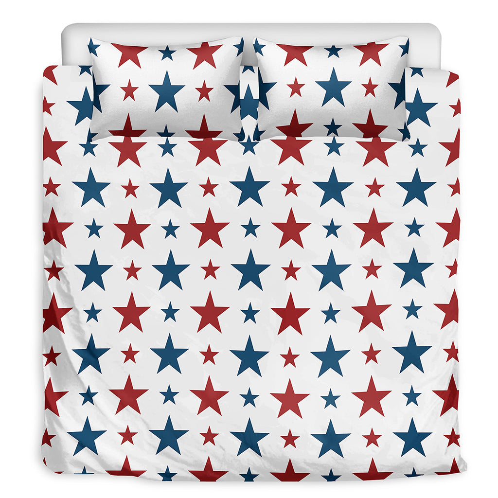 Red And Blue USA Star Pattern Print Duvet Cover Bedding Set