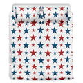 Red And Blue USA Star Pattern Print Duvet Cover Bedding Set