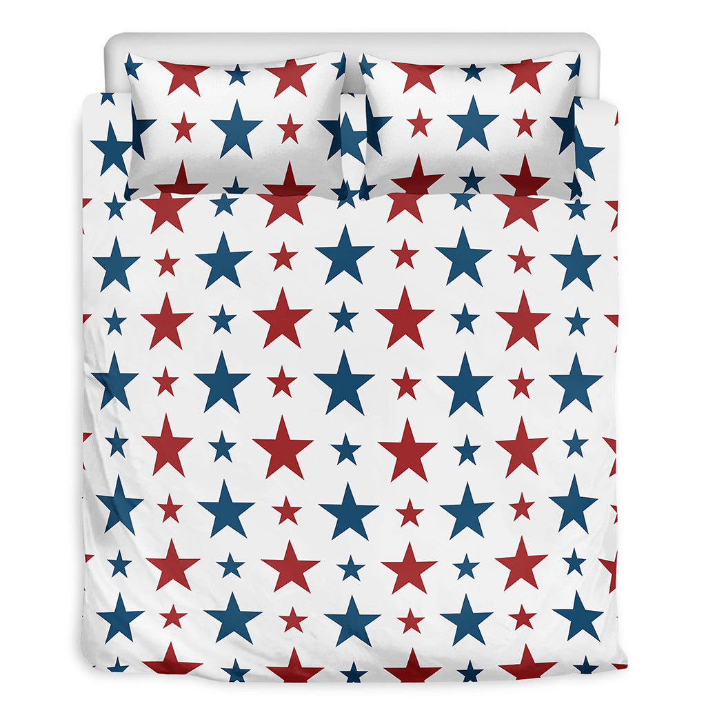 Red And Blue USA Star Pattern Print Duvet Cover Bedding Set